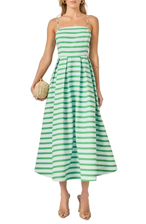 English Factory Stripe Sleeveless Maxi Dress in Powder Blue/green at Nordstrom, Size Small | Nordstrom