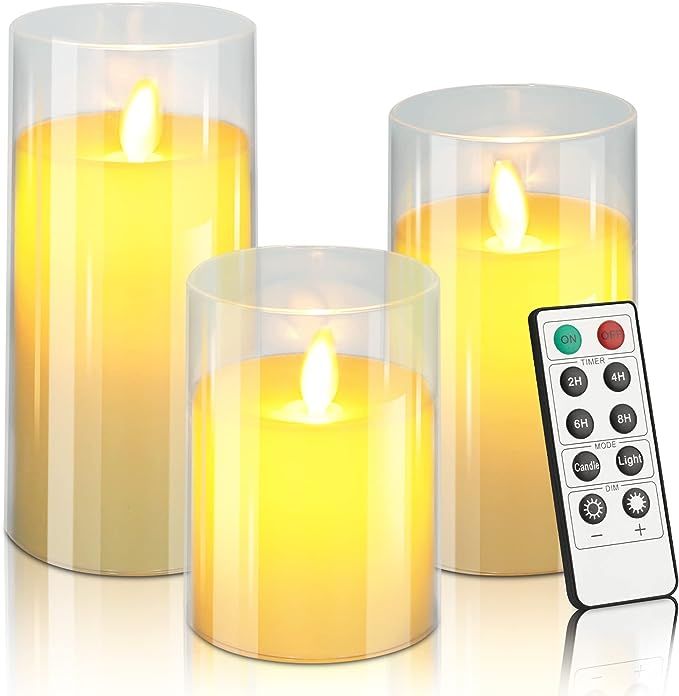 Aignis Flameless Candles Flickering Battery Operated Candles Pack of 3(D: 3 Inchx H: 4 Inch5 Inch... | Amazon (US)