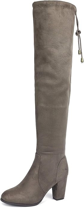 DREAM PAIRS Women's Thigh High Fashion Boots Over The Knee Block Mid Heel Boots | Amazon (US)