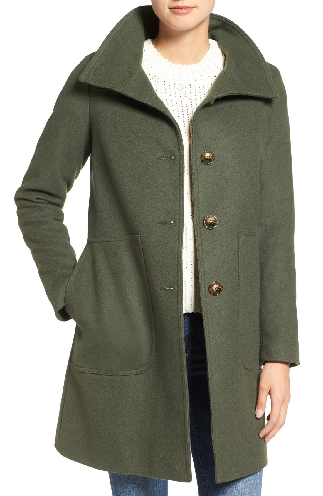 Funnel Neck Wool Blend Coat | Nordstrom