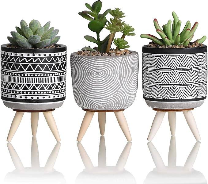 TERESA'S COLLECTIONS Modern Geometric Artificial Potted Plants for Home Decor, Assorted Faux Succ... | Amazon (US)