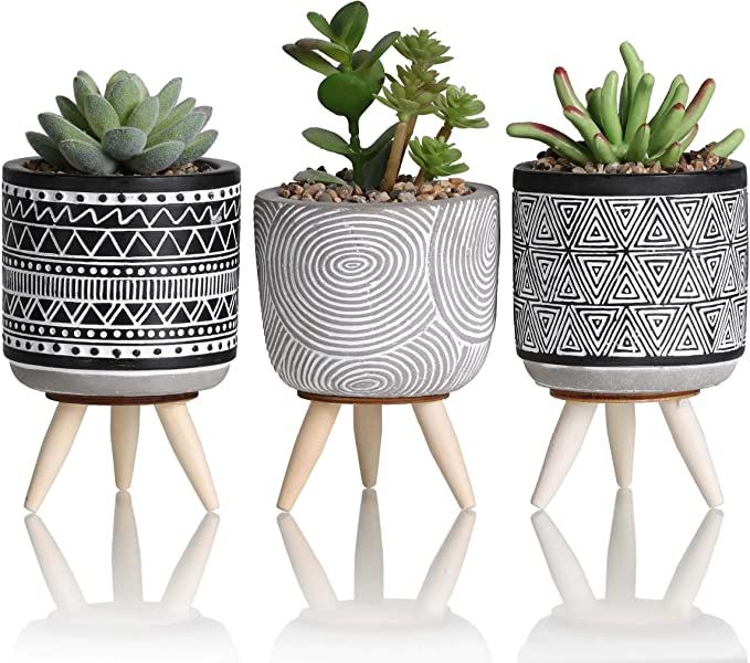 TERESA'S COLLECTIONS Modern Geometric Artificial Potted Plants for Home Decor, Assorted Faux Succ... | Amazon (US)