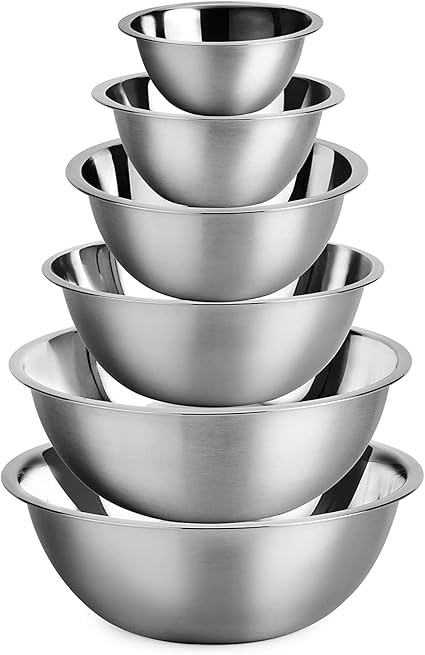 Vinod Mixing Bowls with Lids - Set of 6 Stainless Steel Nesting Bowl | Meal Prep Bowls | Mix & Se... | Amazon (US)