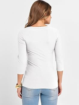 ANRABESS Womens 3/4 Sleeve Scoop Neck Tops Ribbed Knit Slim Fitted Casual Basic Tee Shirts 2025 F... | Amazon (US)