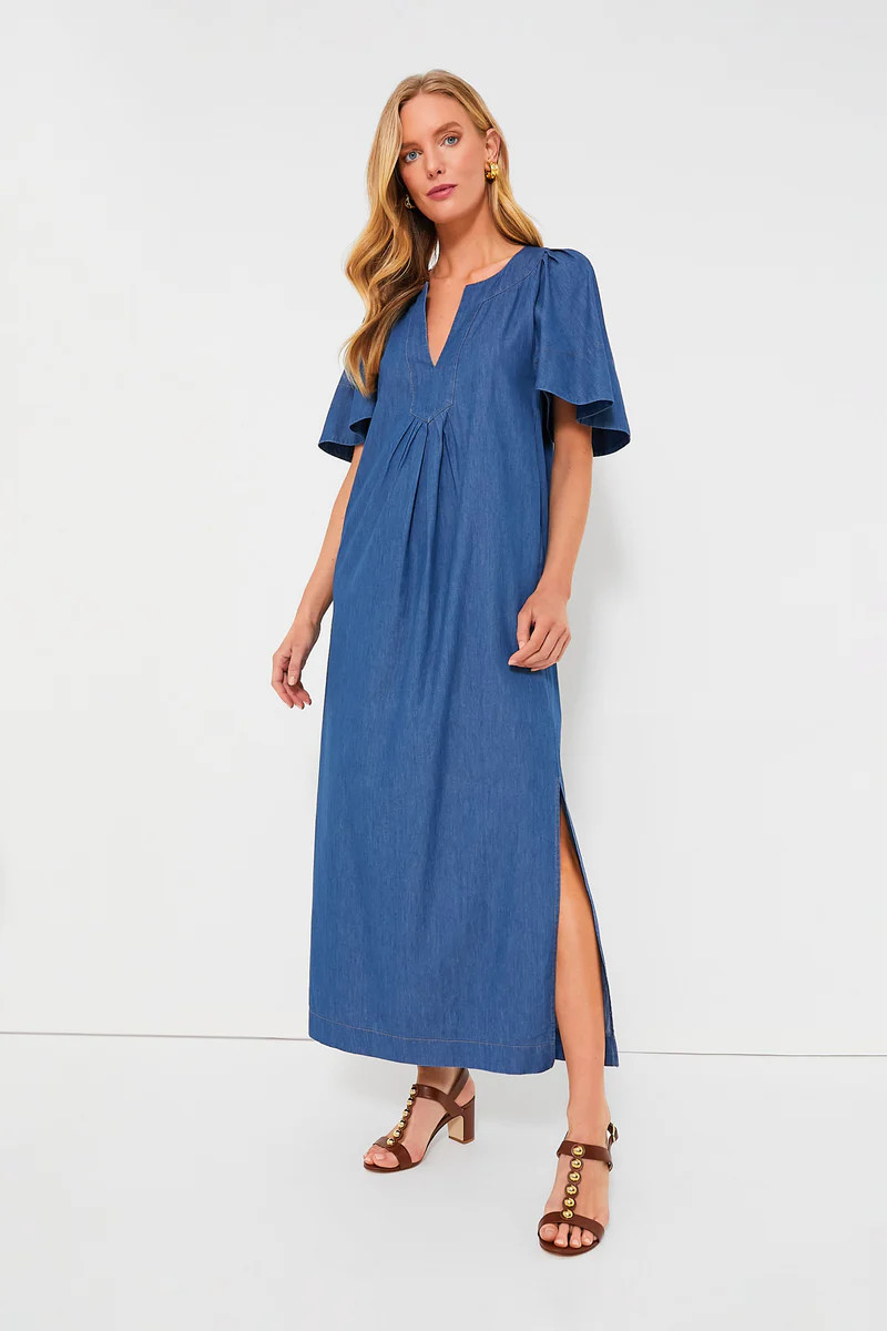 Denim Finley Flutter Sleeve Maxi Dress | Tuckernuck (US)