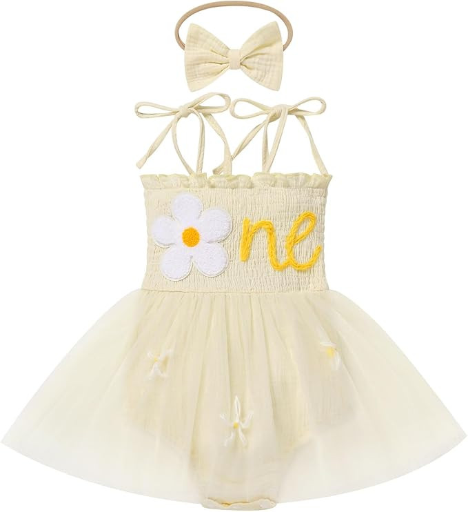 ODASDO Baby Girls First Birthday Outfit Photo Shooting Props Sleeveless Strap Tutu Princess Rompe... | Amazon (US)