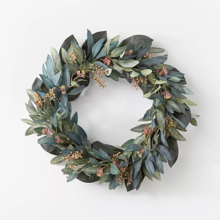 26" Artificial Olive/Eucalyptus Leaf with Berry Wreath - Threshold™ designed with Studio McGee | Target
