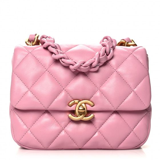 CHANEL Lambskin Quilted Small Lacquered Chain Flap Pink | FASHIONPHILE | FASHIONPHILE (US)