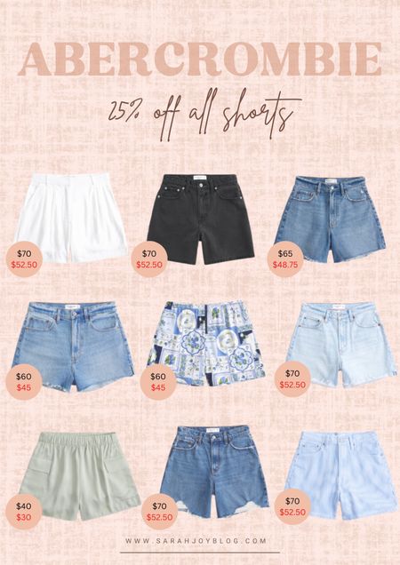 Abercrombie Shorts Sale! 25% off all shorts. Additionally use code “AFSHORTS” at checkout for an additional 15% off, which will stack on the 25%-off promo! 

Abercrombie, sale, shorts, denim shorts, summer

Follow @sarah.joy for more sale finds! #LTKfindsunder100 #LTKsalealert

#LTKSeasonal