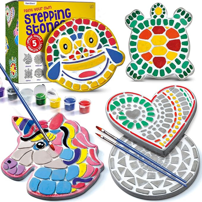 Stepping Stones Painting Kit for Kids - Outdoor Crafts - Paint 5 Garden Stone - Unicorn Craft Kit... | Amazon (US)