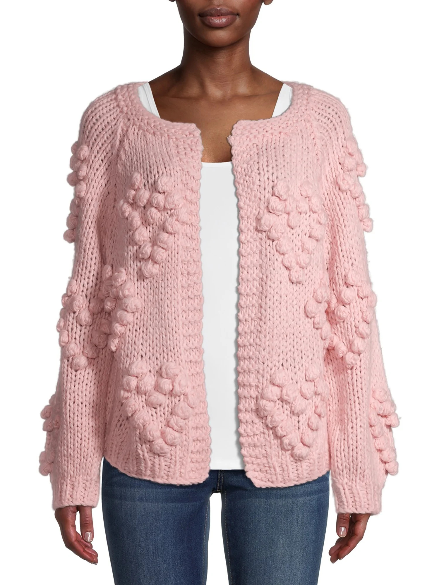 Dreamers by Debut Women's Heart Pom-Pom Cardigan Sweater | Walmart (US)