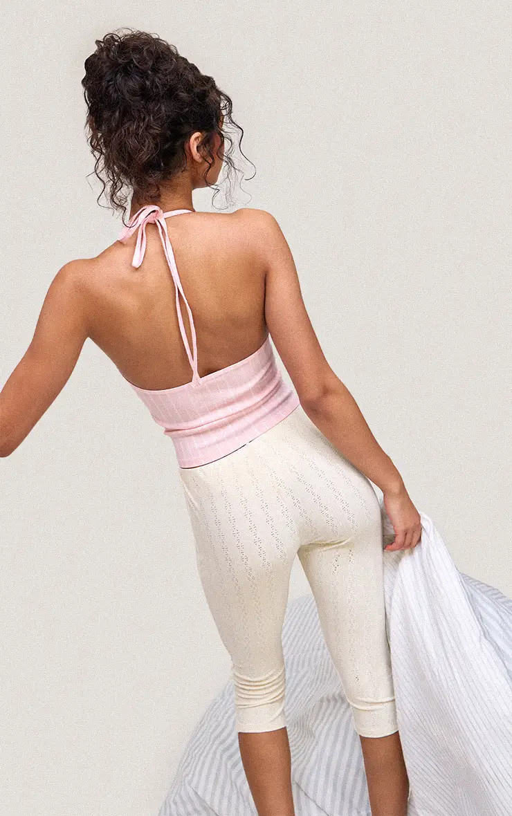 Cream Pointelle Capris | PrettyLittleThing UK