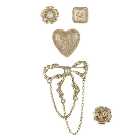 No Boundaries Holiday Gifting Heart Brooch Set | Walmart (US)