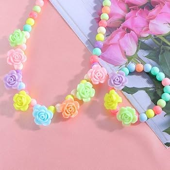 BigOtters Little Girls Necklace Bracelet, 3 Sets Lovely Colorful Beads Jewelry Princess Dress up ... | Amazon (US)