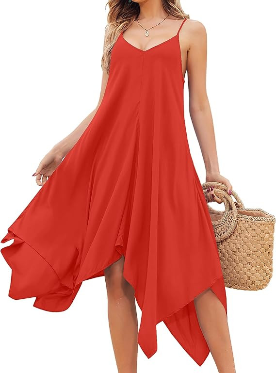 Chigant Women's 2025 Summer Dress Casual Boho Sundress Spaghetti Strap Swimwear Cover Up Beach Fl... | Amazon (US)