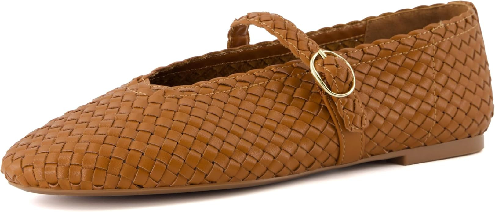 CUSHIONAIRE Bistro Mary Jane Flats for Women, Woven Ballet Flats Shoes with Strap and Memory Foam... | Amazon (US)