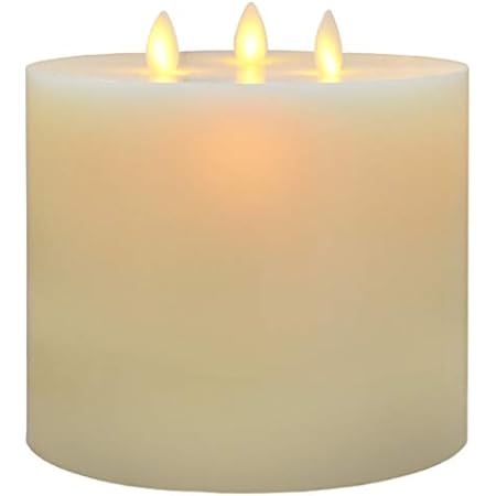 3 Wick Flameless Candle - 6x6 Large Pillar Candle, Realistic 3D Flickering Flames with Wicks, Batter | Amazon (US)