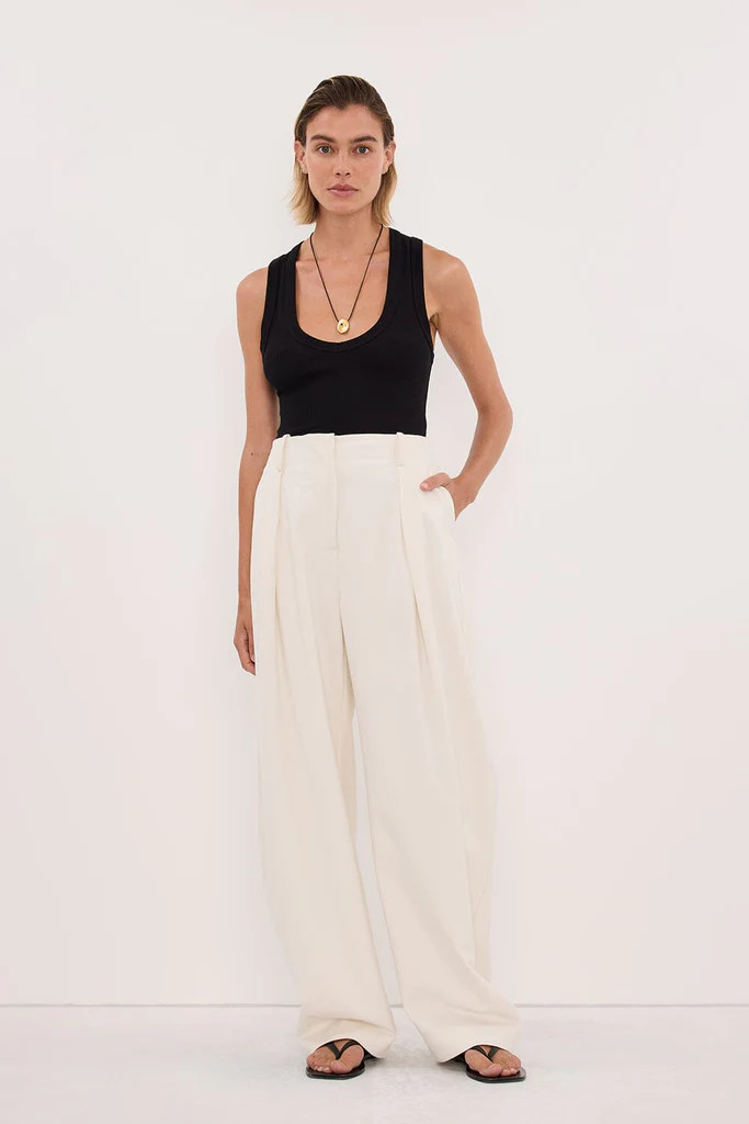 ROMY CREAM BARREL LEG TAILORED PANT | DISSH