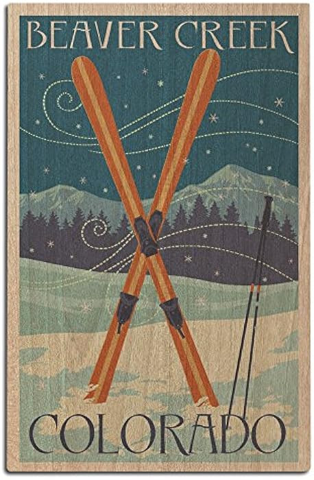 Beaver Creek, Colorado, Crossed Skis, Letterpress Birch Wood Wall Sign (12x18 Rustic Home Decor, ... | Amazon (US)