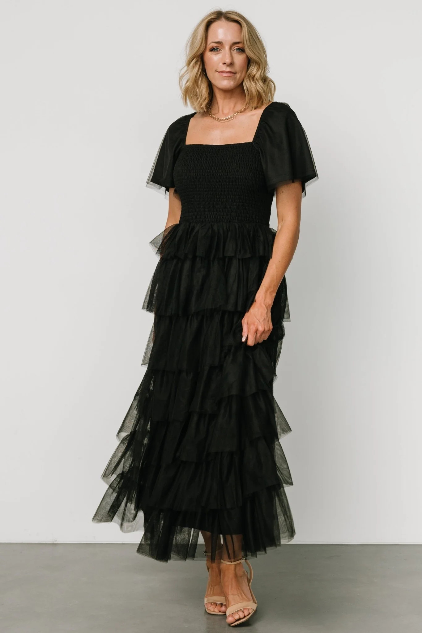 Cherise Tulle Tiered Dress | Black | Baltic Born