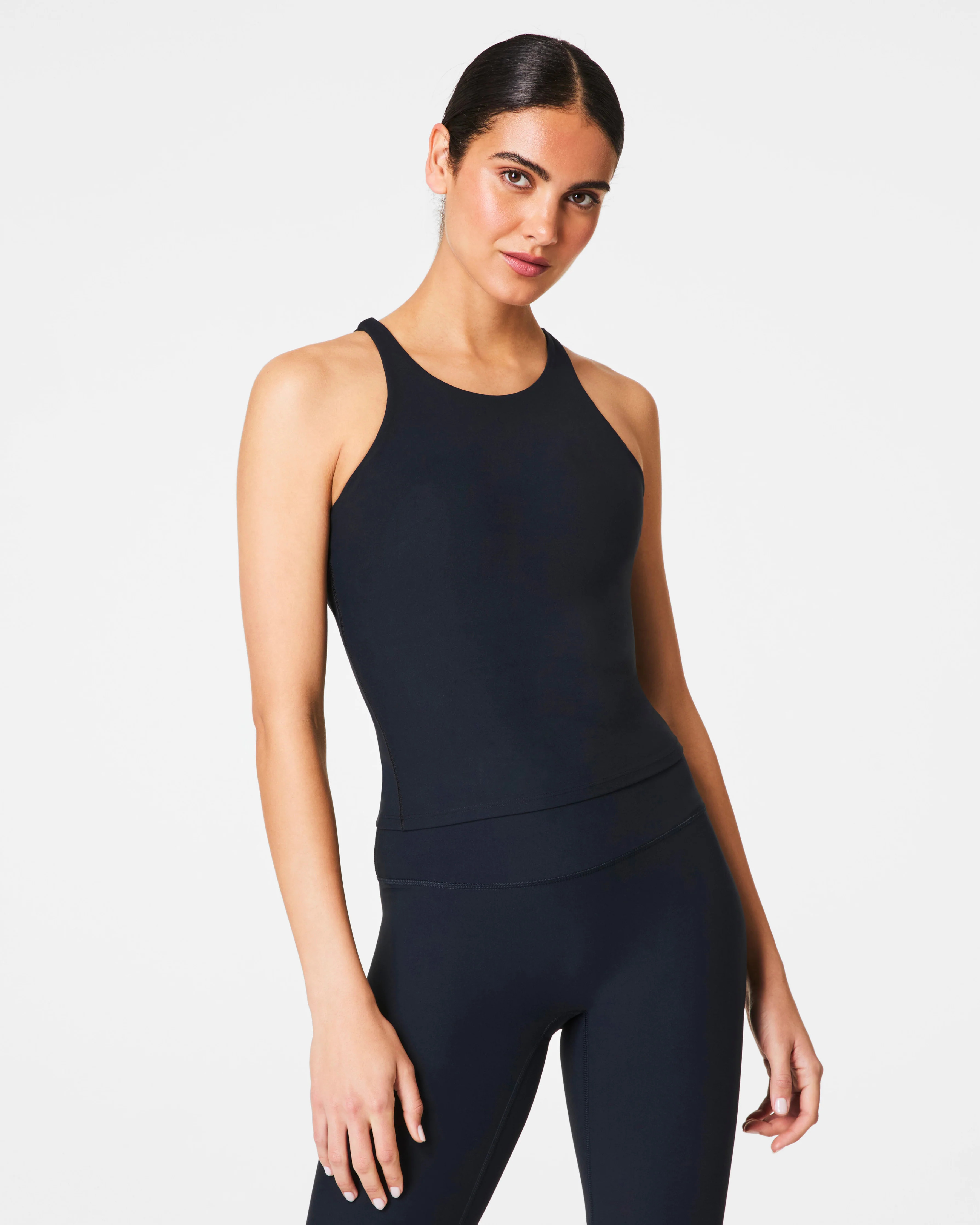 Spanx Women's SPANXsmooth OnForm High Neck Shelf Tank Top in Barely Black | Spanx