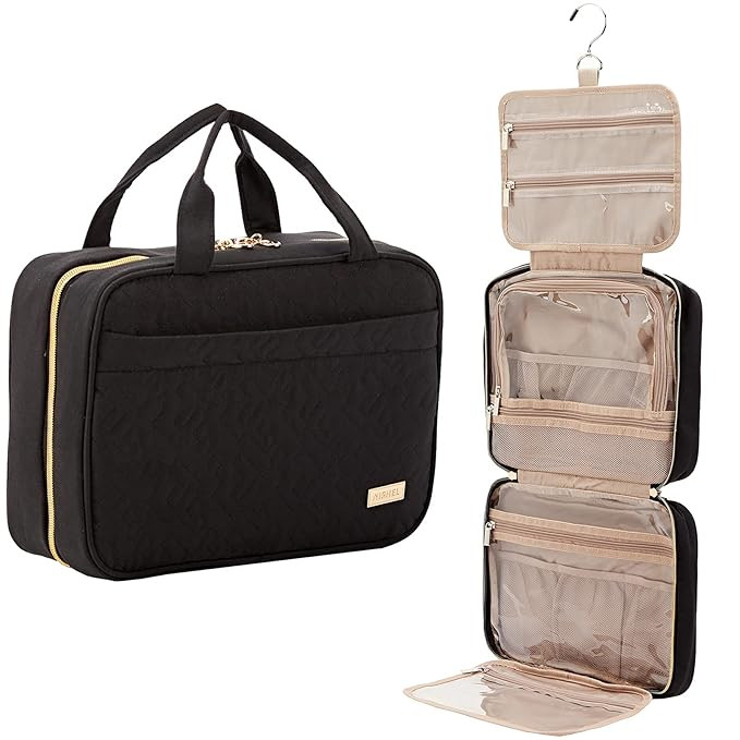NISHEL Large Hanging Travel Toiletry Bag, Portable Makeup Organizer, Cosmetic Holder for Brushes ... | Amazon (US)