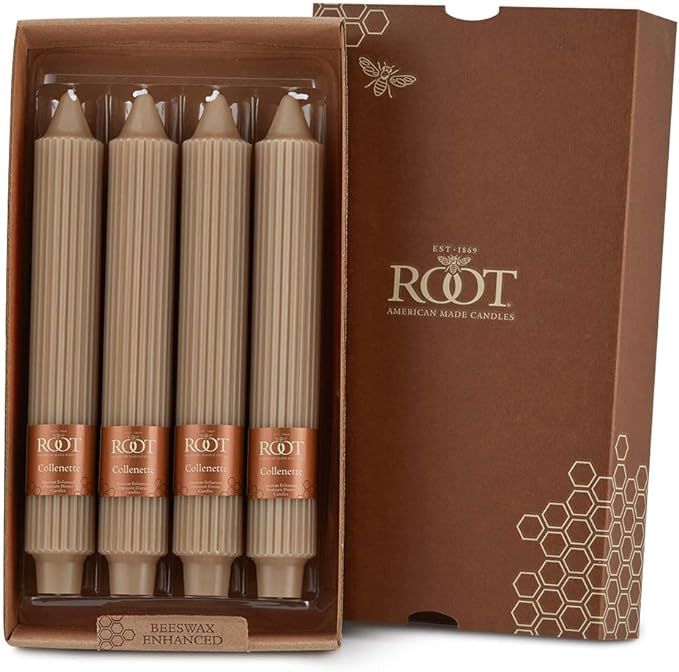 Root Unscented Grecian Collenettes Dinner Candles, 9-Inch Tall, Box of 4, Taupe | Amazon (US)