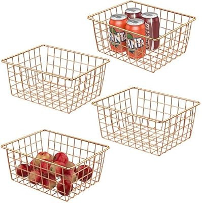 Metal Wire Storage Basket iSPECLE Freezer Baskets Storage Organizer Bins with Handles for Kitchen... | Amazon (US)