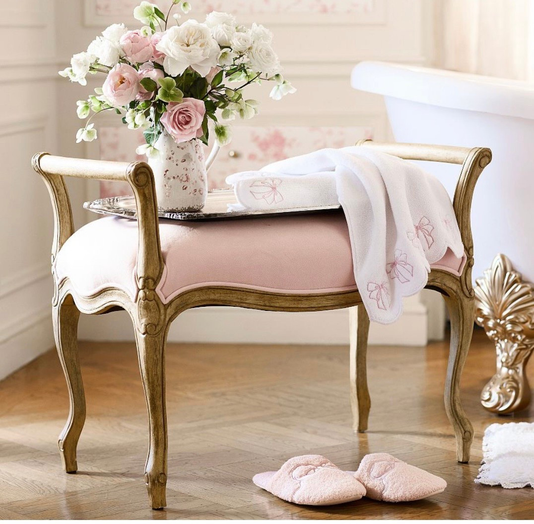 Feminine ottoman stool. So sweet and soft in pink… 🎀

#LTKHome #LTKSeasonal