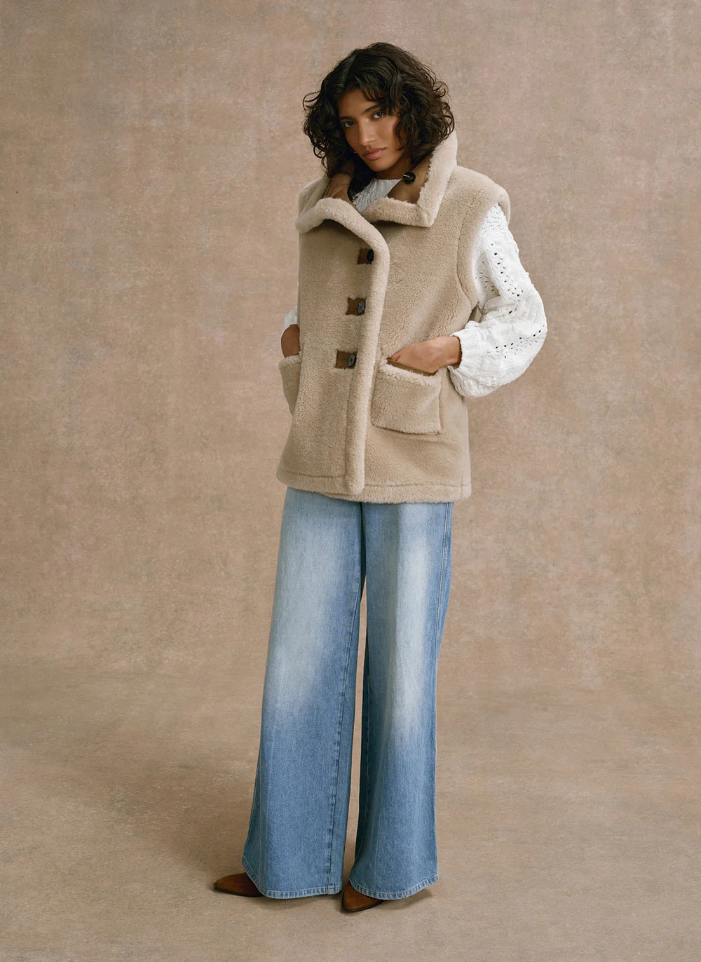 Tan Bonded High Neck Reversible Gilet | Mint Velvet