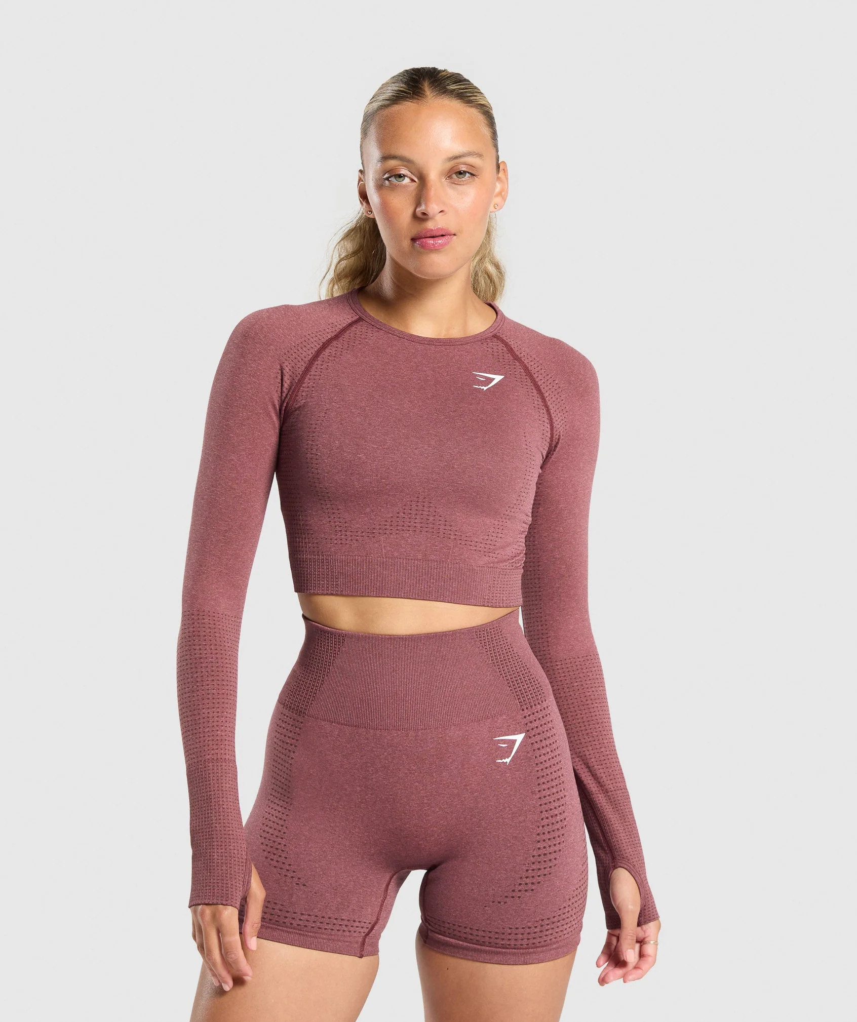 Gymshark Vital Seamless Crop Top - Burgundy Pink /Marl | Gymshark US
