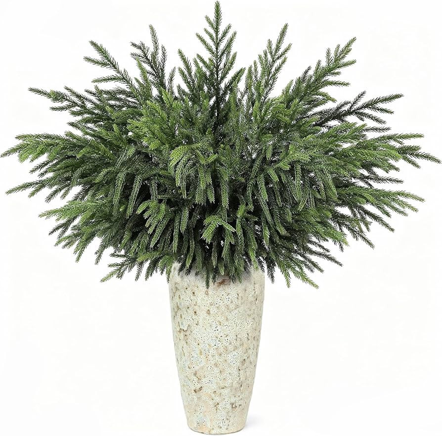 Waipfaru 8 Pcs 36" Real Touch Norfolk Pine Stems, Large Christmas Norfolk Pine Branches, Faux Chr... | Amazon (US)
