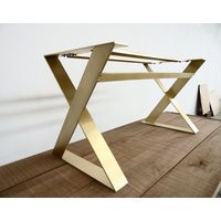 X-Frame Flat Brass Table Base 28"" H X 24"" W X 52"" L, Customizable Height 25""-30 | Etsy (US)