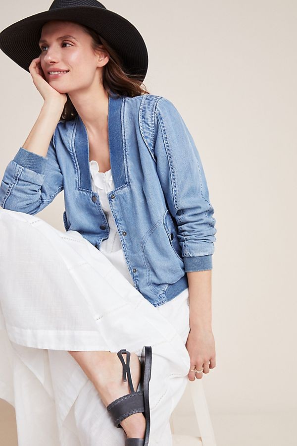 Pilcro Chambray Bomber Jacket | Anthropologie (US)