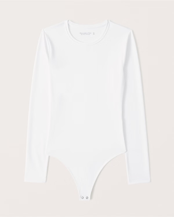 Essential Long-Sleeve Seamless Fabric Crewneck Bodysuit | Abercrombie & Fitch (US)
