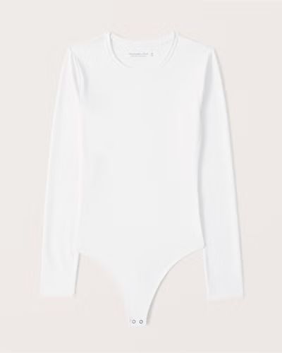 Essential Long-Sleeve Seamless Fabric Crewneck Bodysuit | Abercrombie & Fitch (US)