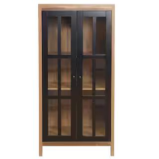 Brown and Black Accent Storage Cabinet with Doors and Shelves | The Home Depot