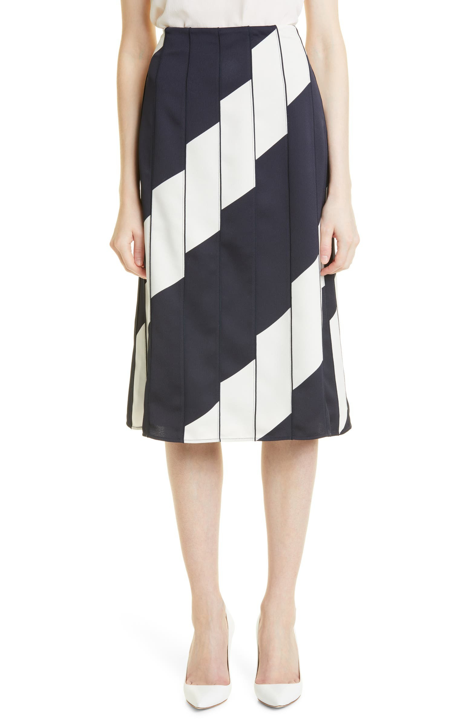 Vobira Pleated Stripe A-Line Skirt | Nordstrom