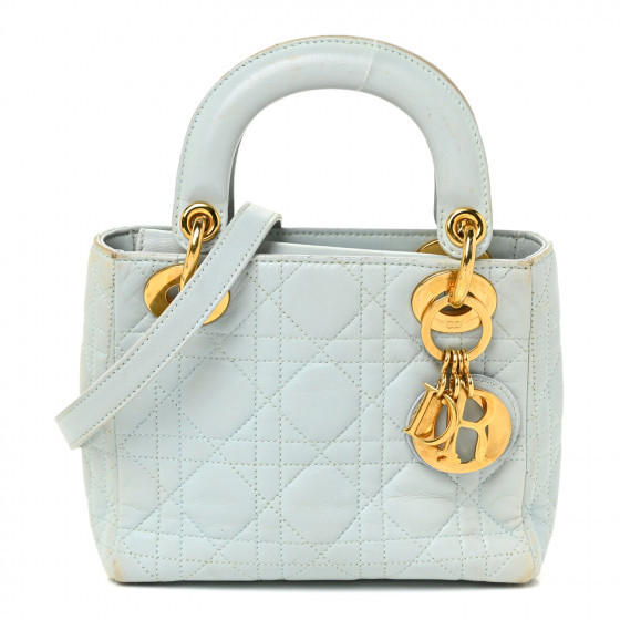 CHRISTIAN DIOR Lambskin Cannage Mini Lady Dior Grey | FASHIONPHILE | Fashionphile