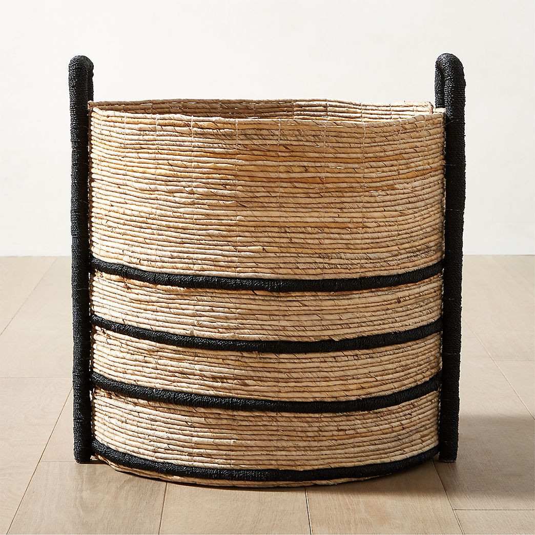 Aminah Woven Storage Basket with Black Handles + Reviews | CB2 | CB2