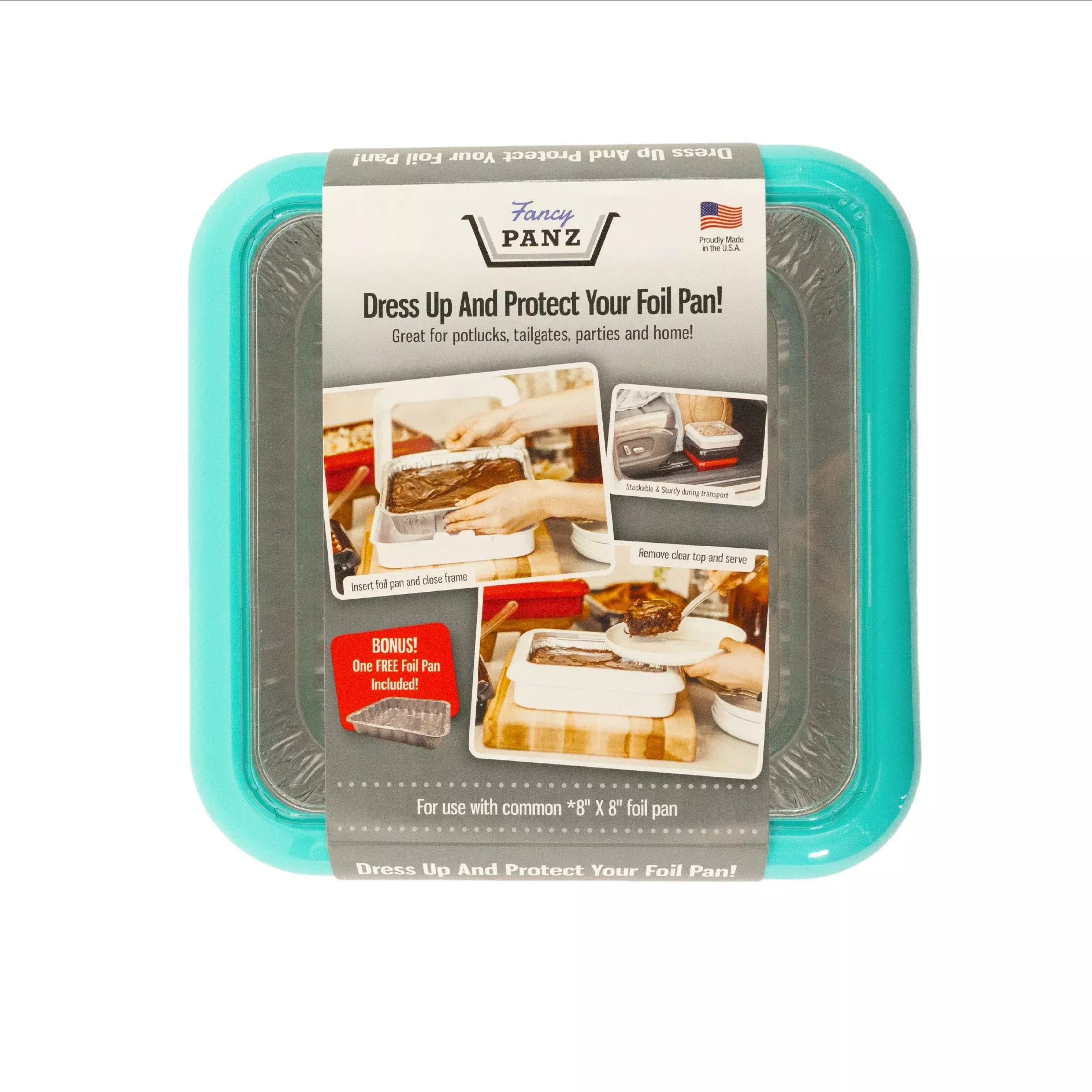 Fancy Panz Plastic 9 x 13 Aqua Foil Pan Carrier 1ct