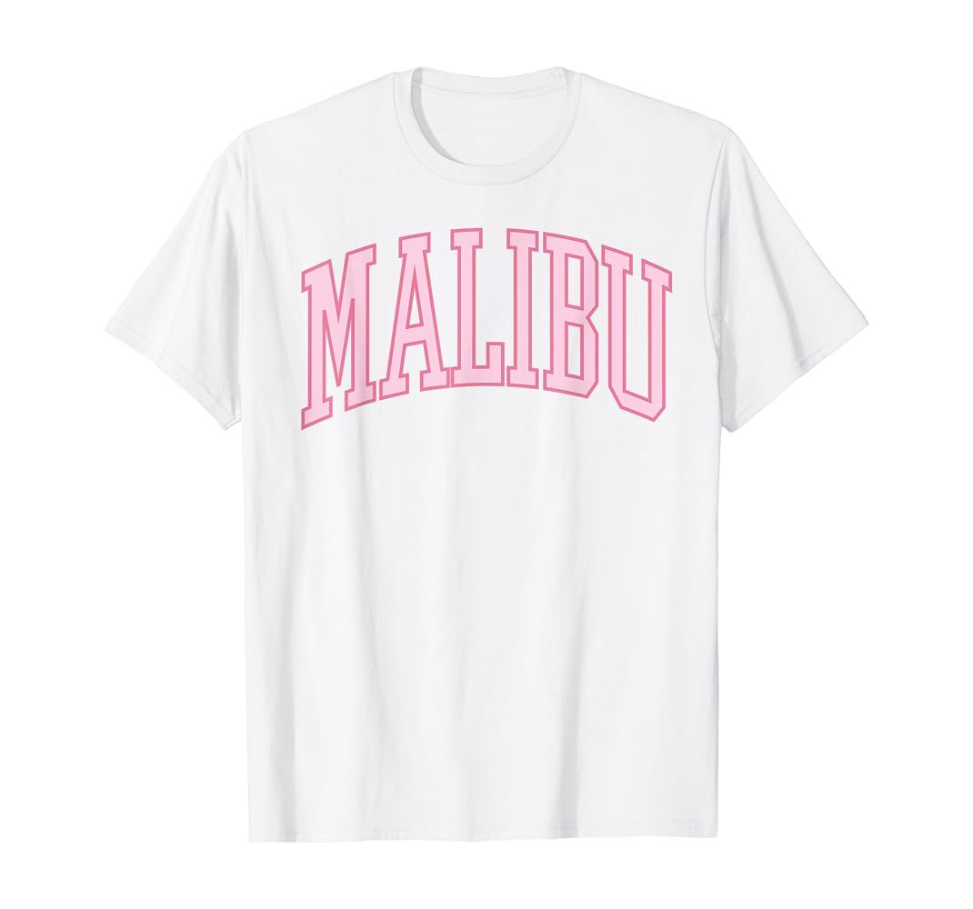 Amazon.com: Preppy Varsity Pink Malibu California T-Shirt : Sports & Outdoors | Amazon (US)