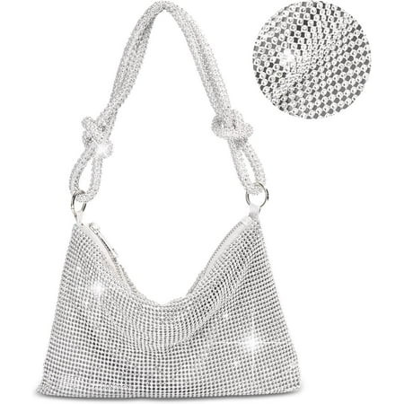 Silver Purse Rhinestone Purse Silver Clutch Sparkly Purse Silver Bag 10.2"×0.4"×6.69"(Silver) | Walmart (US)