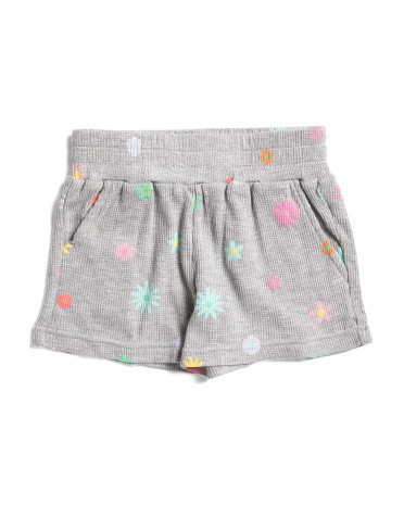 Little Girls Waffle Knit Jade Shorts | TJ Maxx