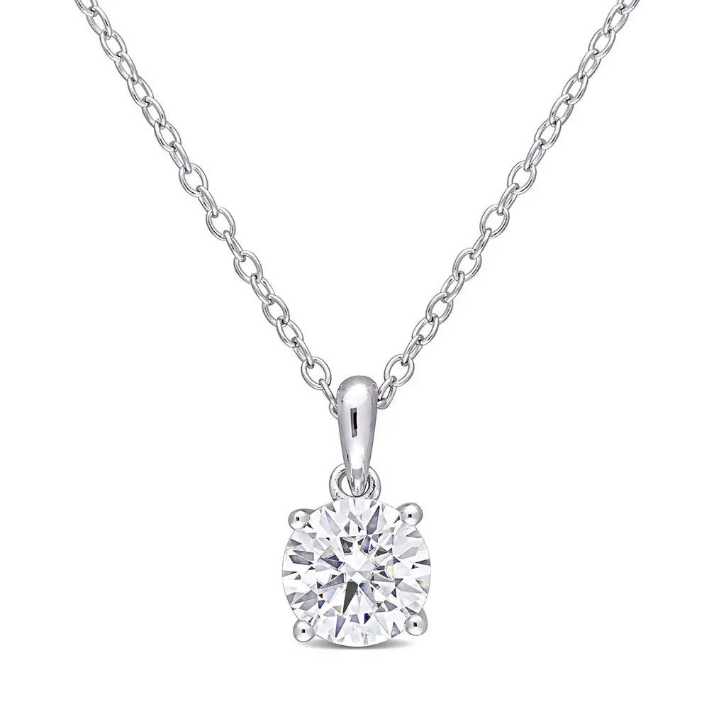 1 C.T T.G.W. Moissanite Solitaire Pendant in Sterling Silver | MYKA
