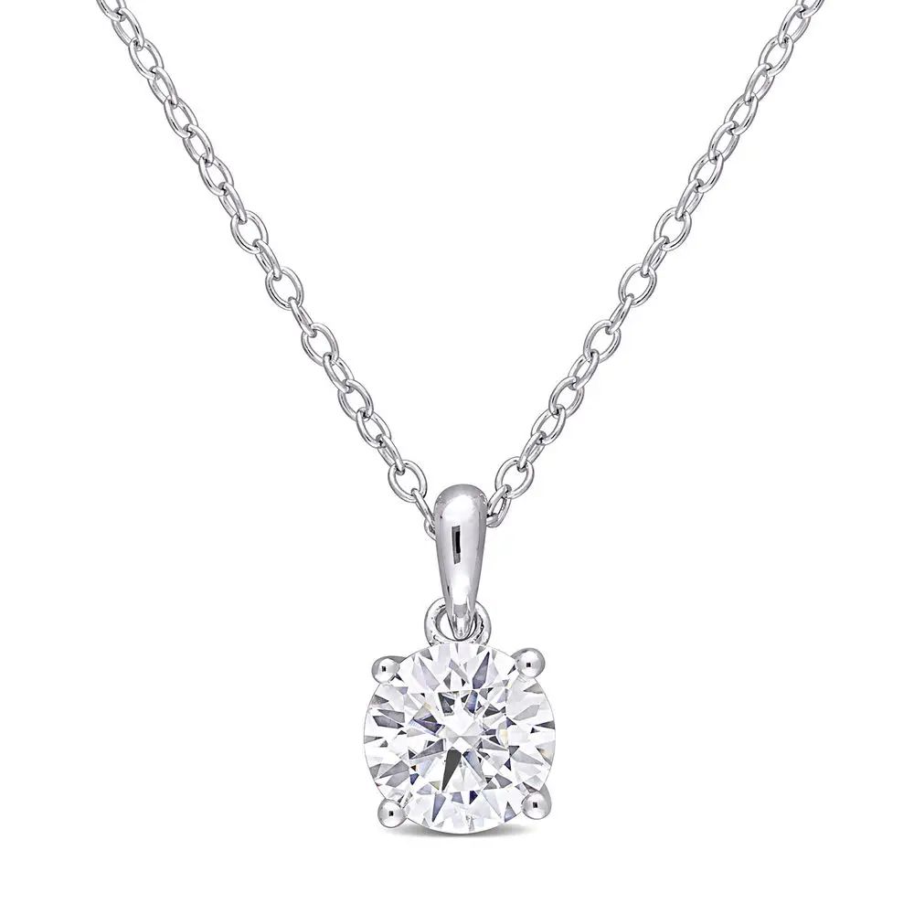 1 C.T T.G.W. Moissanite Solitaire Pendant in Sterling Silver | MYKA