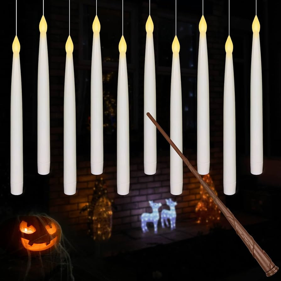 Leejec 10 Pcs of 10.8" Floating Candles with Magic Wand Remote, Halloween Decorations, Indoor Chr... | Amazon (US)