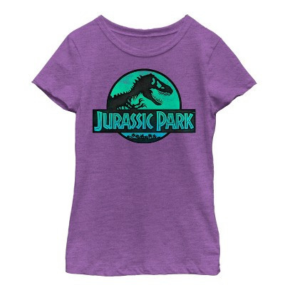 Girl's Jurassic Park Ocean Ripple Logo  T-Shirt - Purple Berry - Medium | Target
