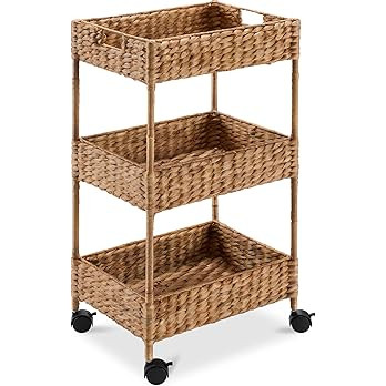 Best Choice Products 3-Tier Water Hyacinth Rolling Nursery Caddy w/Wheels, Utility Cart, Storage ... | Amazon (US)