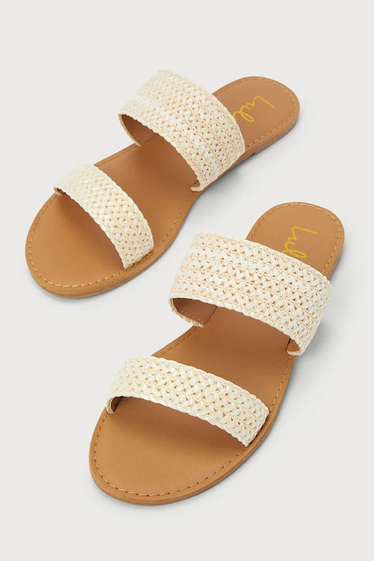 Catey Ivory Woven Slide Sandals | Lulus